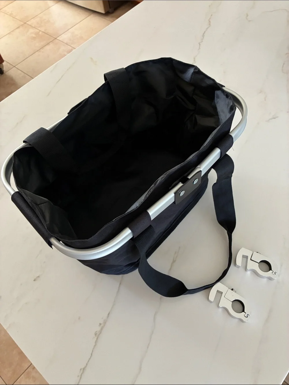 Black Folding bike handle bar Tote Bag with Aluminum Frame